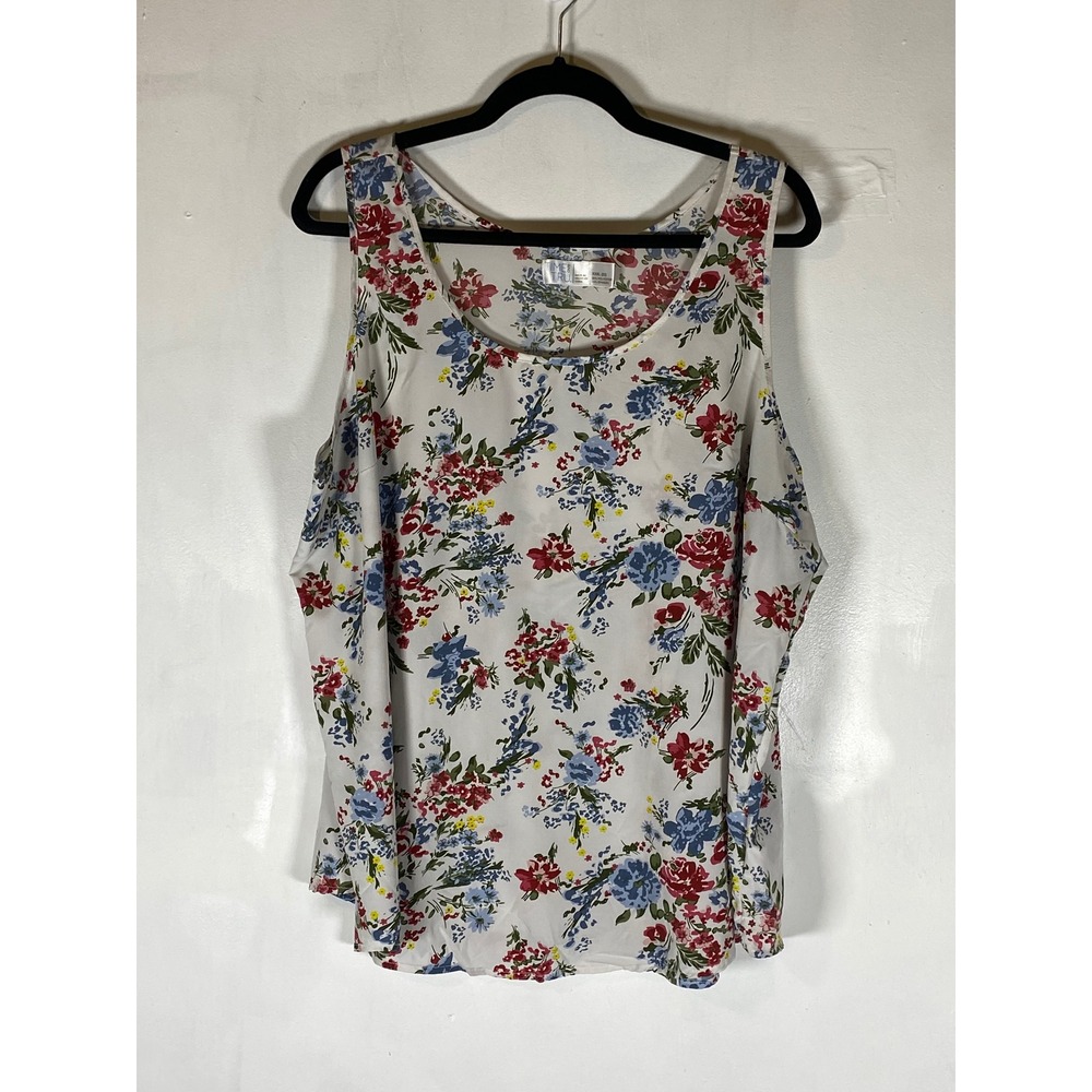 Cottagecore Coquette Floral Sleeveless Tank Blouse 3X 22 Boho Spring